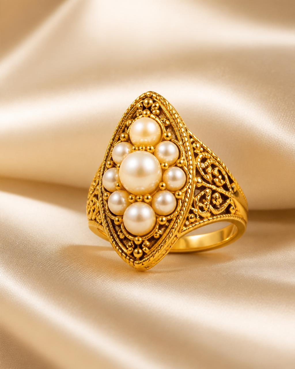 Vintage Pearl Cluster Ring — Jummaka Jewellery