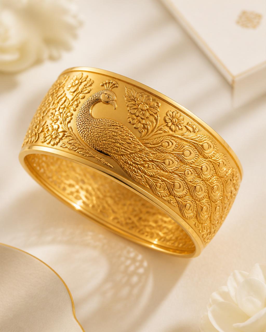 Peacock Broad Bangle — Jummaka Jewellery